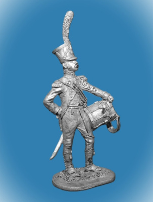 Картинка 051. Оловянный солдатик Барабанщик карабинеров легкой пехоты, Франция 1809-1814г, 54мм  от магазина Масштаб