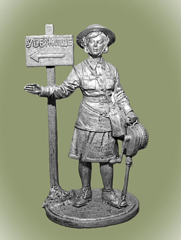 Картинка WWII-035 Девушка - инструктор МПВО с ручной сиреной, 1941-44 гг. СССР  54 мм.  от магазина Масштаб