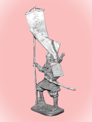 Картинка 183. Оловянный солдатик Японский воин-монах с флагом, 1185 г, 54мм  от магазина Масштаб