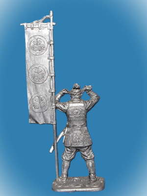 Картинка 226. Оловянный солдатик Асигару с флагом, 1600 г, 54мм  от магазина Масштаб