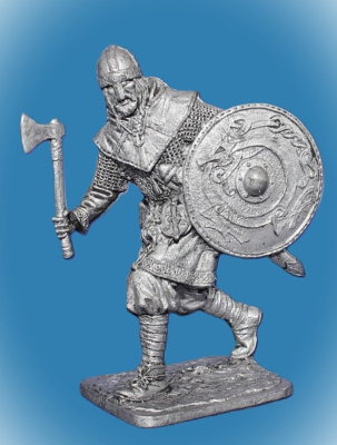 Картинка 305. Оловянный солдатик Воин варяжской дружины. Русь, 10 век, 54 мм   от магазина Масштаб