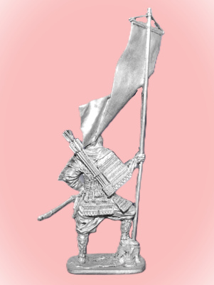 Картинка 183. Оловянный солдатик Японский воин-монах с флагом, 1185 г, 54мм  от магазина Масштаб