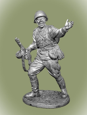 Картинка WWII-026 Оловянная миниатюра Гвардии рядовой Красной Армии, 1943-45 гг. СССР.  54 мм.  от магазина Масштаб