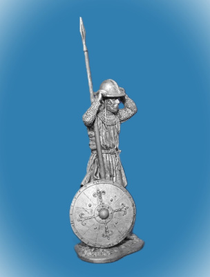 Картинка 076. Оловянный солдатик Европейский пехотинец, 14 век, 54мм  от магазина Масштаб