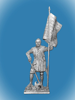 Картинка 166. Оловянный солдатик Немецкий пехотинец со знаменем, 14 в, 54мм  от магазина Масштаб