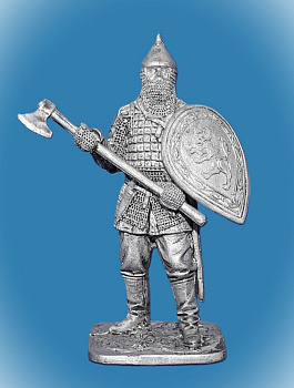 Картинка 274. Оловянный солдатик Русский воин с топором, 14 в., 54 мм  от магазина Масштаб