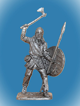 Картинка 219. Оловянный солдатик Викинг с копьём и топором, 9-10 вв., 54мм  от магазина Масштаб
