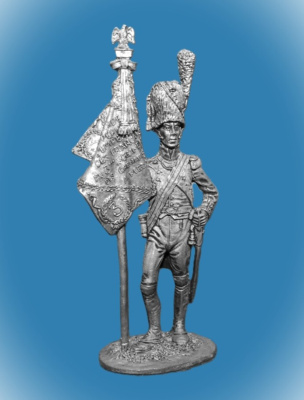 Картинка 038. Оловянный солдатик Орлоносец 3-го полка Пеших Гренадер. Франция, 1812 г., 54мм  от магазина Масштаб