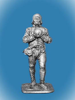 Картинка 251. Оловянный солдатик Артиллерист с ядром, 16 в, 54мм  от магазина Масштаб