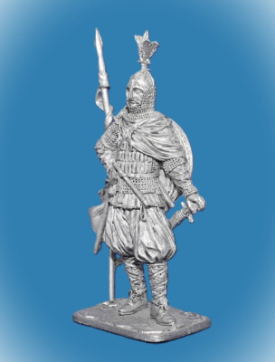 Картинка 335 Оловянный солдатик Знатный дружинник-конник. Русь, 10 век, 54 мм  от магазина Масштаб