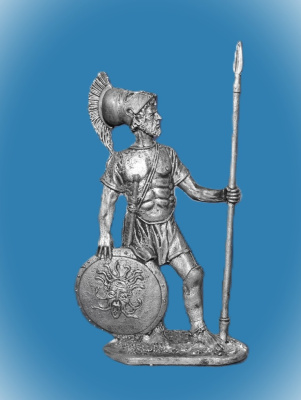 Картинка 007. Оловянный солдатик Спартанский гоплит, 5 век до н.э.  от магазина Масштаб