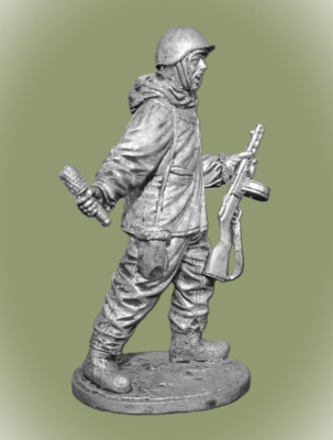 Картинка WWII-011 Автоматчик пехоты Красной Армии в зимнем камуфляже, 1941-45 гг. , СССР ,54 мм.  от магазина Масштаб