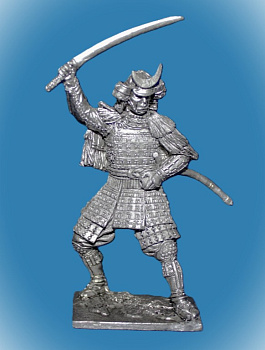Картинка 119. Оловянный солдатик Самурай в соломенной накидке, 16 век, 54мм  от магазина Масштаб