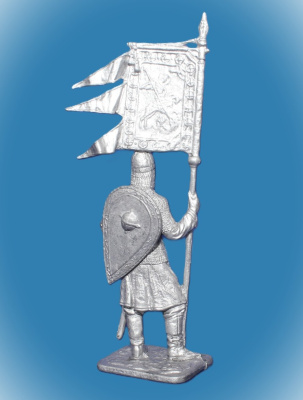 Картинка 290. Оловянный солдатик Русский ратник со стягом Св. Георгия, 11-13 вв., 54 мм  от магазина Масштаб