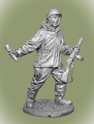 Картинка WWII-011 Автоматчик пехоты Красной Армии в зимнем камуфляже, 1941-45 гг. , СССР ,54 мм.  от магазина Масштаб
