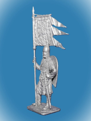 Картинка 290. Оловянный солдатик Русский ратник со стягом Св. Георгия, 11-13 вв., 54 мм  от магазина Масштаб