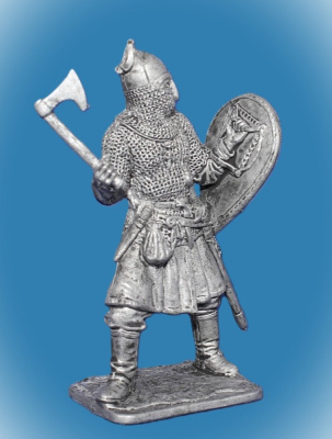 Картинка 340 Оловянный солдатик Русский ратник с топором, 54 мм  от магазина Масштаб