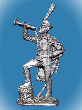 Картинка 065. Оловянный солдатик Трубач армейского гусарского полка 1812, 54мм  от магазина Масштаб