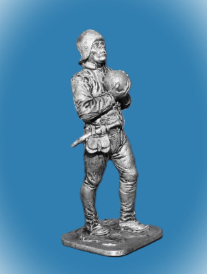 Картинка 251. Оловянный солдатик Артиллерист с ядром, 16 в, 54мм  от магазина Масштаб