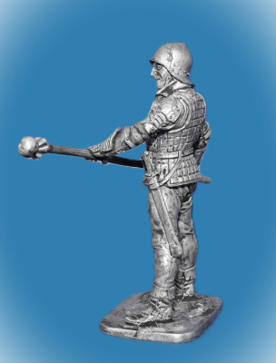 Картинка 266. Оловянный солдатик Артиллерист с прибойником. Зап. Европа, 15 век, 54 мм  от магазина Масштаб