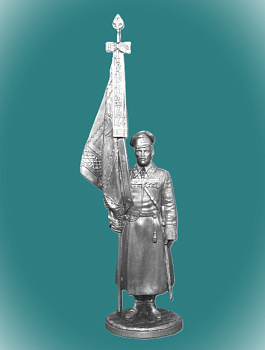 Картинка WWI-6 Оловянный солдатик Знаменосец-подпрапорщик195 пехотного Оровайскогополка, 1916г., 54мм  от магазина Масштаб