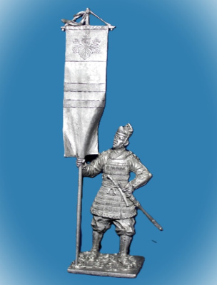 Картинка 143. Оловянный солдатик Японский воин-знаменосец, 14 в, 54мм  от магазина Масштаб