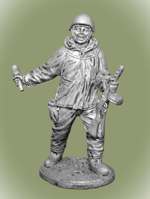 Картинка WWII-011 Автоматчик пехоты Красной Армии в зимнем камуфляже, 1941-45 гг. , СССР ,54 мм.  от магазина Масштаб