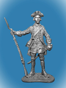 Картинка 026. Оловянный солдатик Фузелёр армейской пехоты. Россия, 1732-42 гг., 54мм  от магазина Масштаб