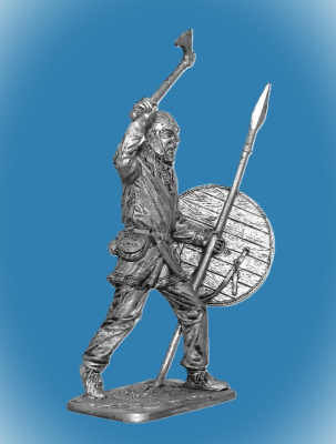 Картинка 219. Оловянный солдатик Викинг с копьём и топором, 9-10 вв., 54мм  от магазина Масштаб