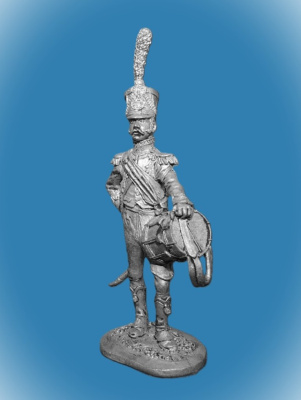 Картинка 051. Оловянный солдатик Барабанщик карабинеров легкой пехоты, Франция 1809-1814г, 54мм  от магазина Масштаб
