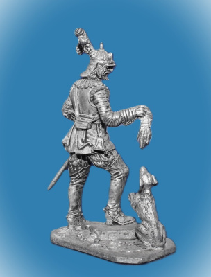 Картинка 127. Оловянный солдатик Германский кавалерист с собакой, 16в, 54мм  от магазина Масштаб