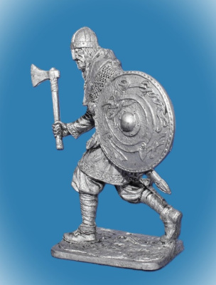 Картинка 305. Оловянный солдатик Воин варяжской дружины. Русь, 10 век, 54 мм   от магазина Масштаб