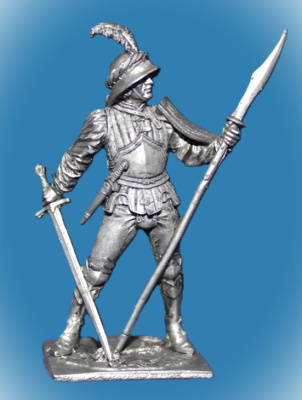 Картинка 169. Оловянный солдатик Швейцарский пеший воин, 15 в, 54мм  от магазина Масштаб