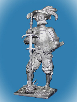 Картинка 118. Оловянный солдатик Ландскнехт с мечом, 16 век, 54мм  от магазина Масштаб