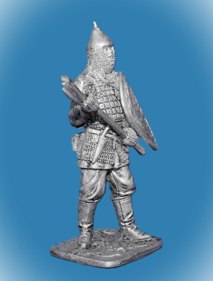 Картинка 274. Оловянный солдатик Русский воин с топором, 14 в., 54 мм  от магазина Масштаб