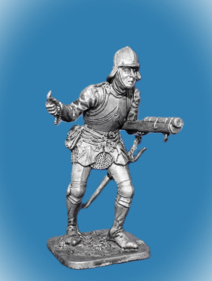Картинка 071. Оловянный солдатик Швейцарский стрелок из ручницы, 15 век, 54мм  от магазина Масштаб