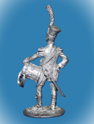 Картинка 051. Оловянный солдатик Барабанщик карабинеров легкой пехоты, Франция 1809-1814г, 54мм  от магазина Масштаб