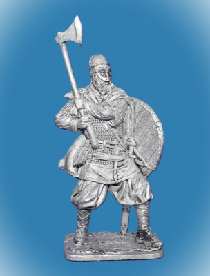 Картинка 309.Оловянный солдатик  Варяг с большим топором. Русь, 10 век, 54 мм  от магазина Масштаб