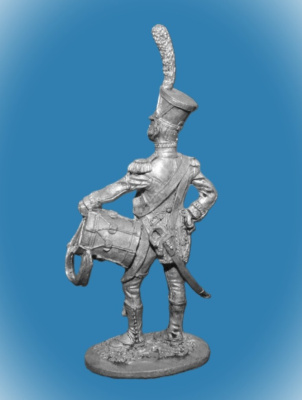 Картинка 051. Оловянный солдатик Барабанщик карабинеров легкой пехоты, Франция 1809-1814г, 54мм  от магазина Масштаб