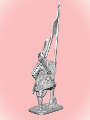 Картинка 183. Оловянный солдатик Японский воин-монах с флагом, 1185 г, 54мм  от магазина Масштаб
