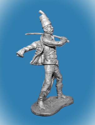 Картинка 027. Оловянный солдатик Рядовой бахмутского гусарского полка 1764-72г, 54мм  от магазина Масштаб