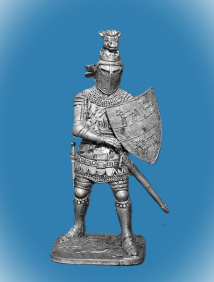 Картинка 099. Оловянный солдатик Сэр Хью Калвли. Англия, 2-я пол. 14 века, 54мм  от магазина Масштаб