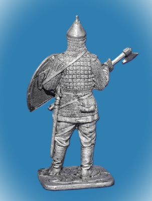Картинка 274. Оловянный солдатик Русский воин с топором, 14 в., 54 мм  от магазина Масштаб