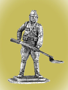 Картинка P-043 Красноармеец-сапер РККА 1943-45г., 54 мм, металл  от магазина Масштаб