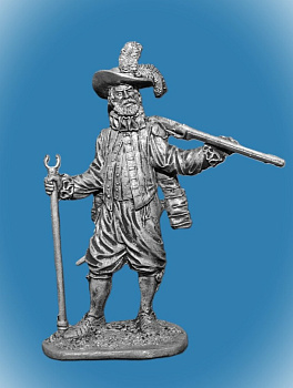 Картинка 013. Оловянный солдатик Английский мушкетёр-ветеран, 1588 год  от магазина Масштаб