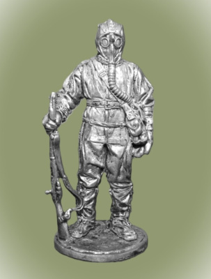 Картинка WWII-082 Оловянная фигура Солдат химических войск РККА, 1941-45гг. СССР, 1943-45 гг. СССР, 54мм  от магазина Масштаб
