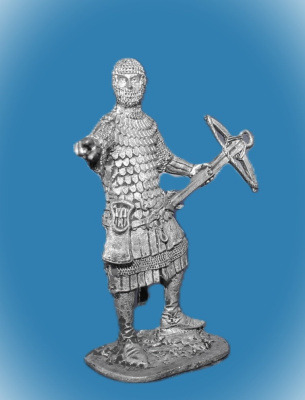 Картинка 018. Оловянный солдатик Немецкий арбалетчик, нач. 14 века  от магазина Масштаб