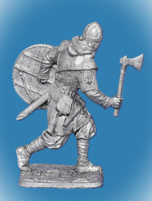 Картинка 305. Оловянный солдатик Воин варяжской дружины. Русь, 10 век, 54 мм   от магазина Масштаб