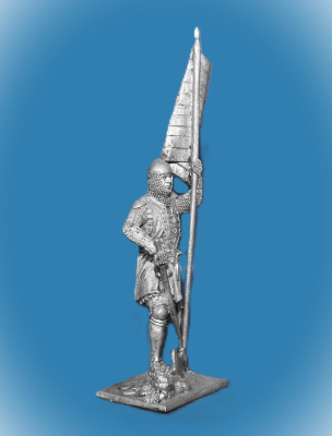 Картинка 166. Оловянный солдатик Немецкий пехотинец со знаменем, 14 в, 54мм  от магазина Масштаб