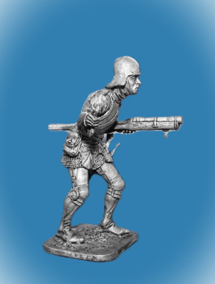 Картинка 071. Оловянный солдатик Швейцарский стрелок из ручницы, 15 век, 54мм  от магазина Масштаб